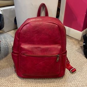 Red leather book bag